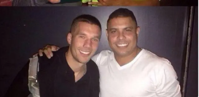 Lukas Podolski with Ronaldo (right)