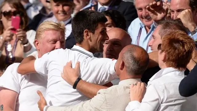 Novak Djokovic celebrates