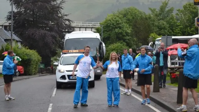 Baton bearers in Cianlarich