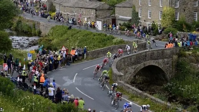 The Tour de France passing through the Yorkshire Dales