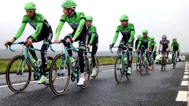 Cyclists from Team Belkin