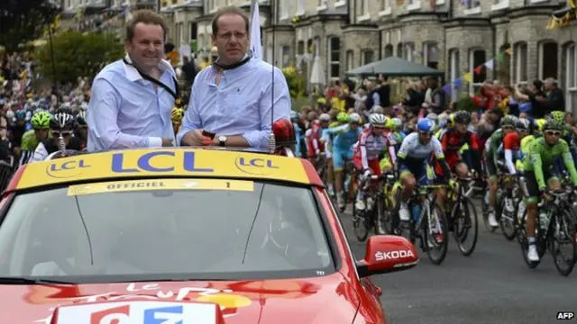 Gary Verity (L) and Christian Prudhomme (R) in York