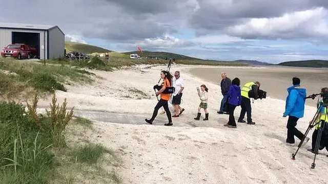 Katie Morag arriving at Barra