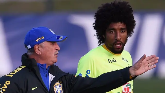 Brazil coach Luiz Felipe Scolari and defender Dante