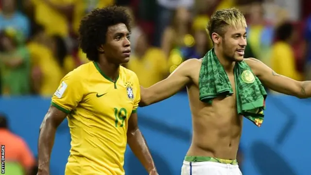 Brazil forwards Willian and Neymar