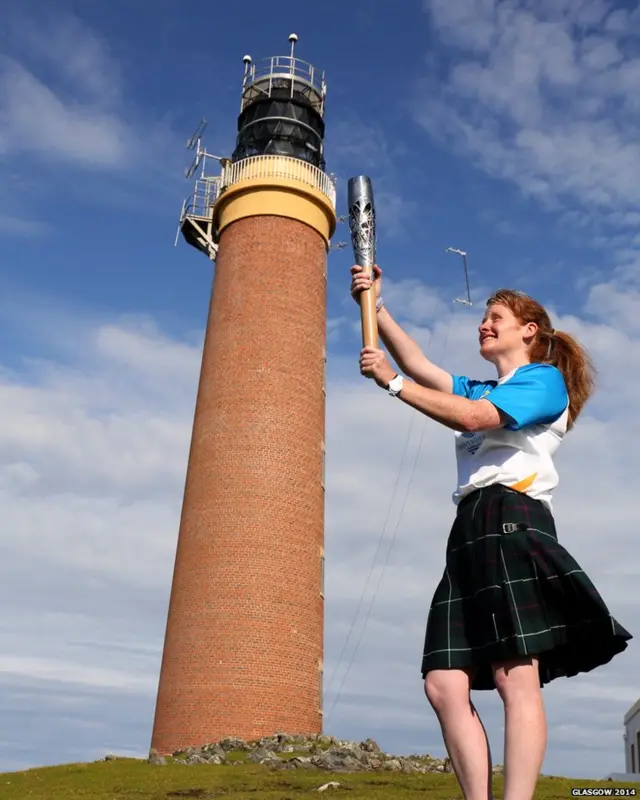 Marina Murray carried the baton to the Butt of Lewis Lighthouse