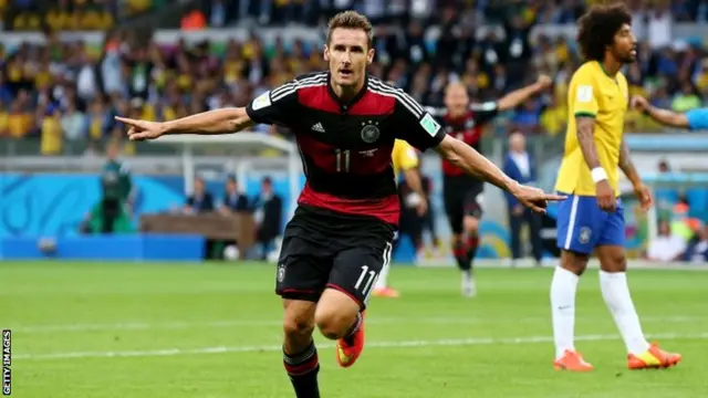 Miroslav Klose of Germany celebrates