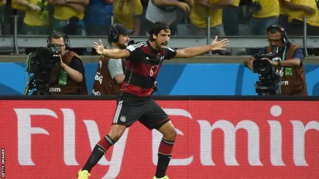 Germany's midfielder Sami Khedira celebrates