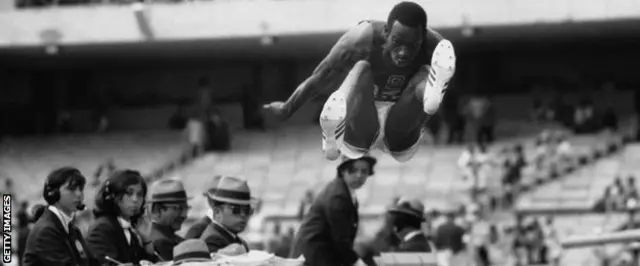 US long jumper Bob Beamon at the Mexico Olympics