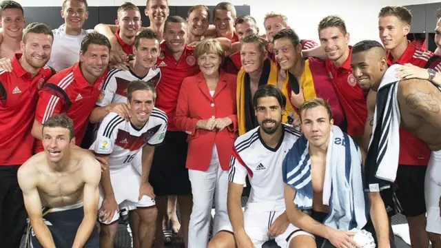 Angela Merkel and Germany's players