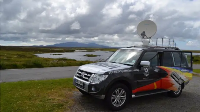 BBC IP Car covering the Queen's Baton Relay