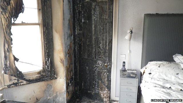The room in a Clapham house where the fire started