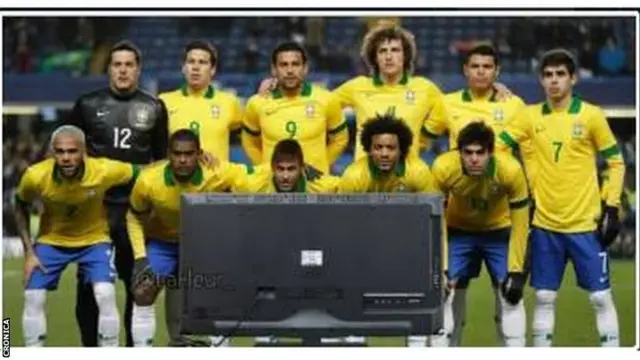 Brazil team watching television