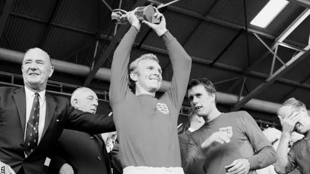 Bobby Moore lifts the 1966 World Cup won by England