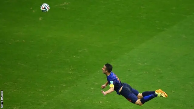 Robin van Persie's header v Spain at the 2014 World Cup