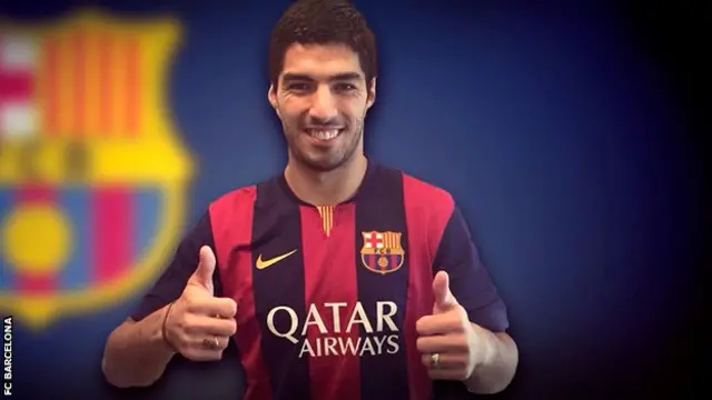 Luis Suarez pictured on the Barcelona website