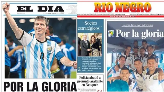 Argentine newspapers El Dia and Rio Negro