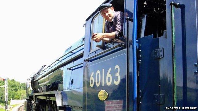 Swanage Railway volunteer driver Pete Frost on No. 60163 Tornado