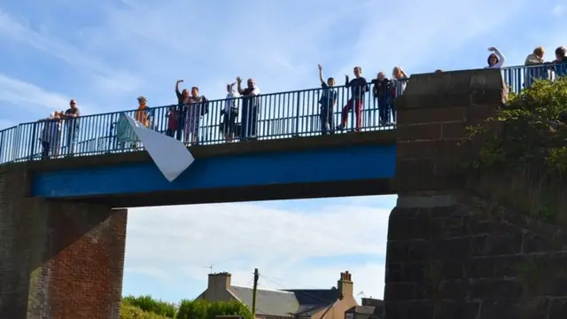 Spectators on a bridge in Saltcoats