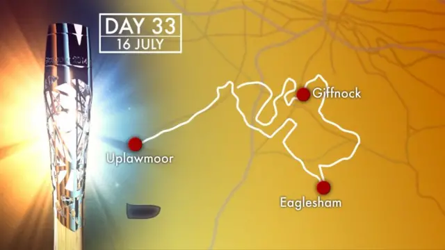 Map of East Renfrewshire for Queen's Baton Relay