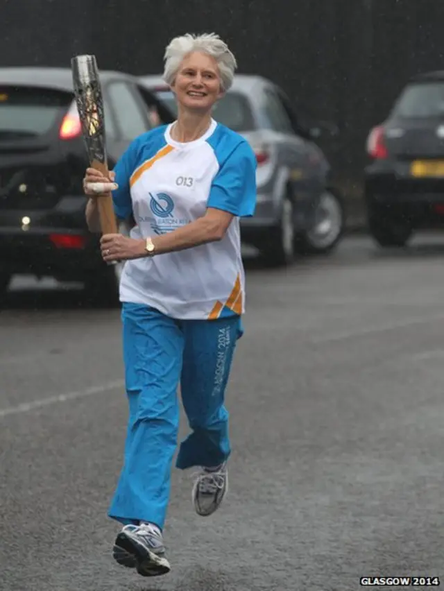 Jean Rodger with the Queen's Baton