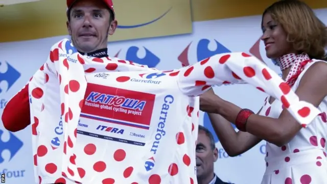 Joaquim Rodriguez with the polka dot King of the Mountains jersey