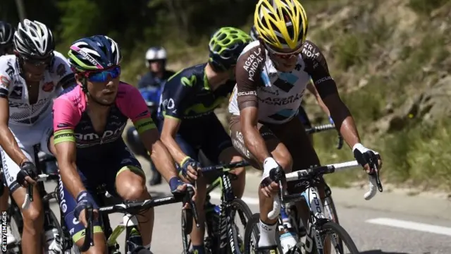 Brice Feillu (left) in the break on stage 13