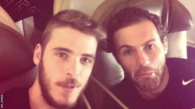 Manchester United keeper David De Gea and Juan Mata