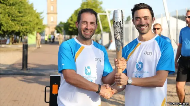 Anthony Morris hands the baton to Elliot Ramler