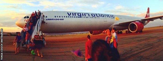 The plane after landing in Russia