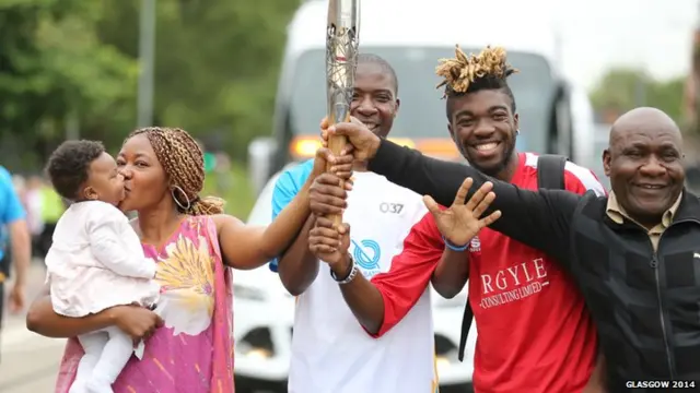 Fidele Nguetsa with the Queen's Baton