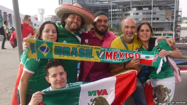 Emdad Rahman with Brazilians near Wembley Arena