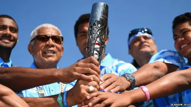 Team Fiji with the baton