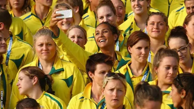 Athletes at the opening ceremony