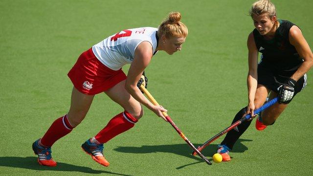 England scorer Nicola White in action against Wales