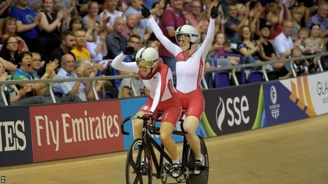 Sophie Thornhill and Helen Scott celebrate