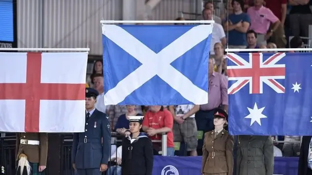 The Scottish flag is raised