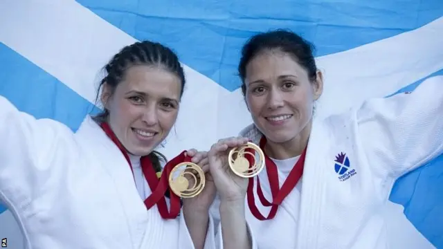 Scotlan's Kimberley (left) and Louise Renicks with their gold judo medals