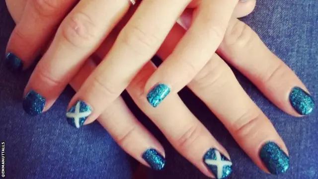 Scotland high jumper Emma Nuttall's Saltire painted nails