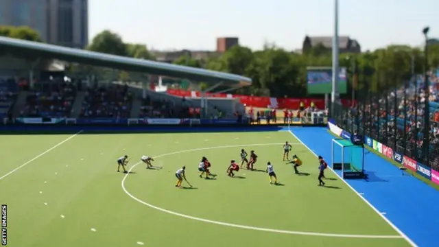 Trinidad and Tobago in action at Glasgow National Hockey Centre