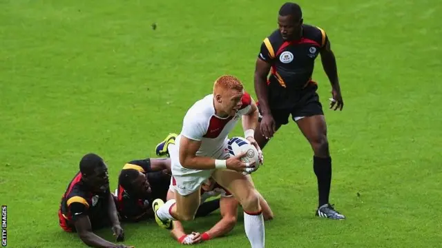 James Rodwell of England breaks away to score