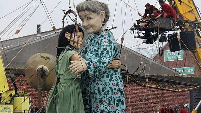 Little Girl and Grandmother marionettes