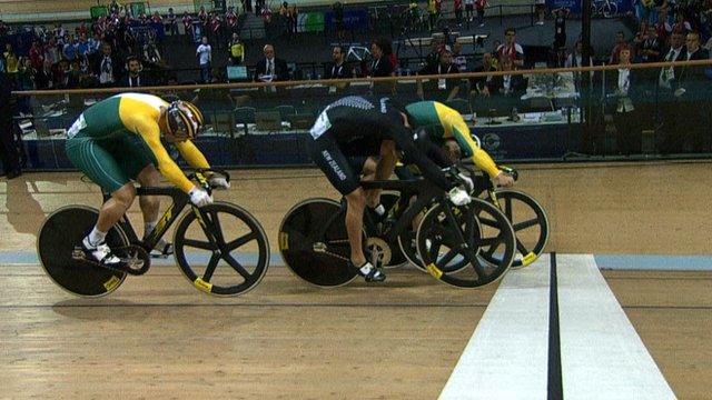 Australia's Matthew Glaetzer edges out Sam Webster in the men's keirin