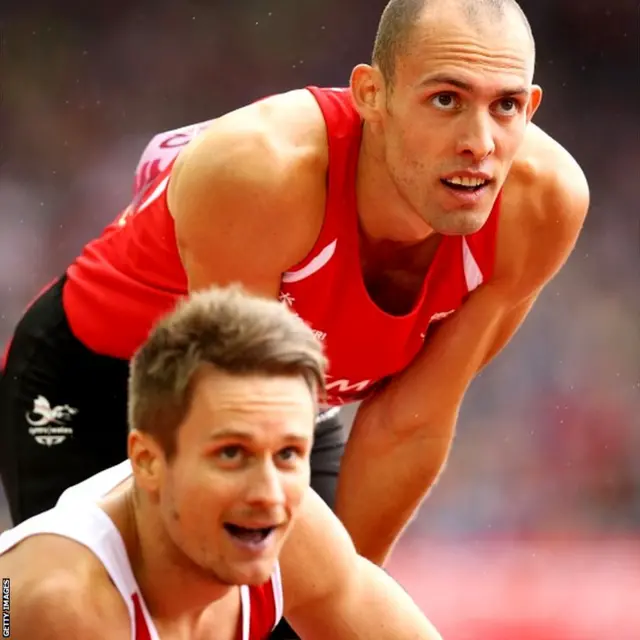 Richard Yates of England (L) and Dai Greene of Wales