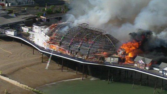 Eastbourne Pier on fire