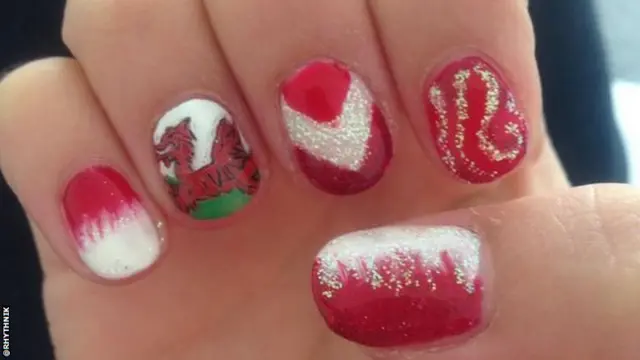 Welsh gymnast Nikara Abbie patriotic nails