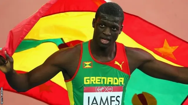 Kirani James of Grenada celebrates