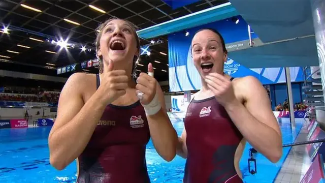 England divers Alicia Blagg and Rebecca Gallantree at the 2014 Commonwealth Games in Glasgow