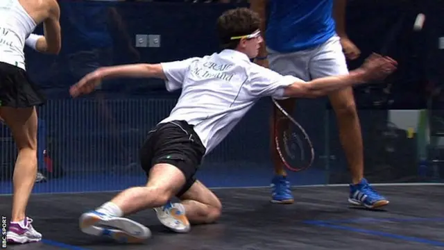 Northern Irish squash player Michael Craig at the 2014 Commonwealth Games in Glasgow