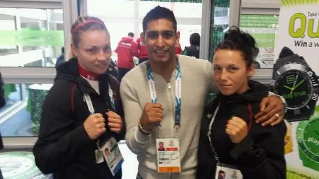 Charlene Jones, Lauren Price and Amir Khan